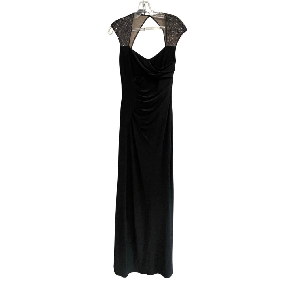 Lauren Ralph Lauren Sequins Maxi Gown Evening Party Dress Women's Size 4 Black